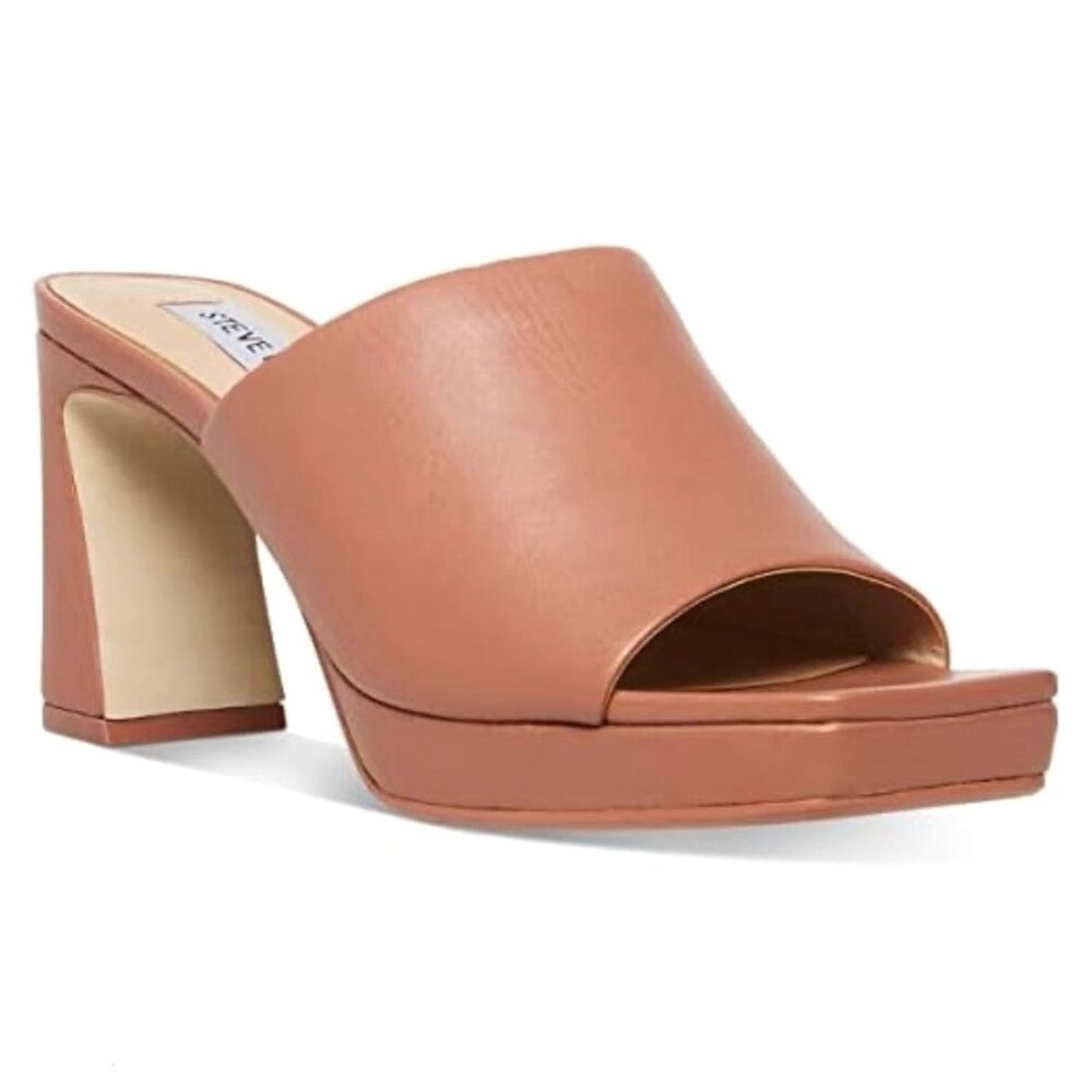 STEVE MADDEN DEDICATE Women's Block Heels Platforms Mules Sandals Blush Size 9.5